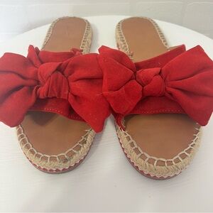Universal Thread Target Red Bow Slip-On Espadrille Sandals Size 9